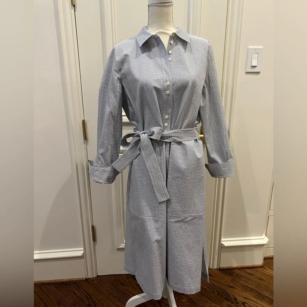 Lafayette 148 New York Shirt Dress with belt - Picture 1 of 6